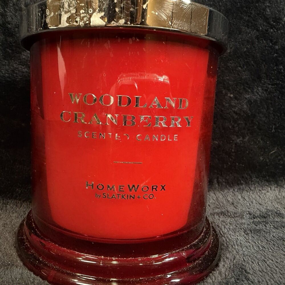 Homeworx Slatkin Co. Woodland Cranberry Candle 8oz. Single-Wick Red Current New